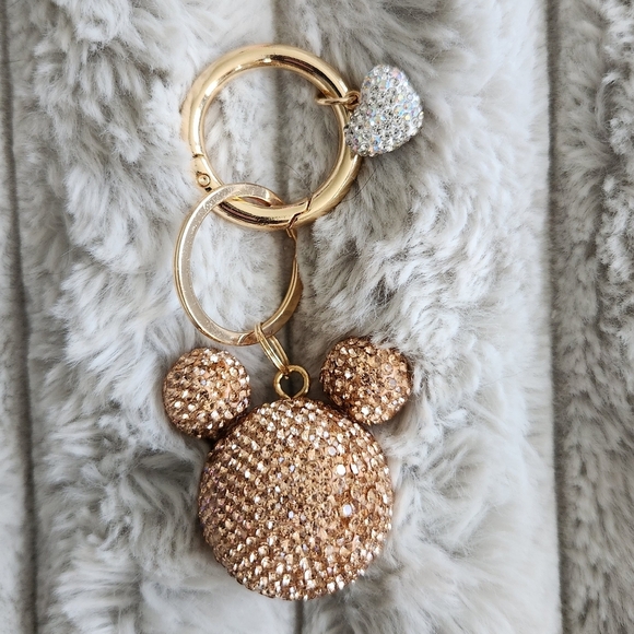 Gold Mickey Mouse Keychain Bag Charm - Picture 1 of 1
